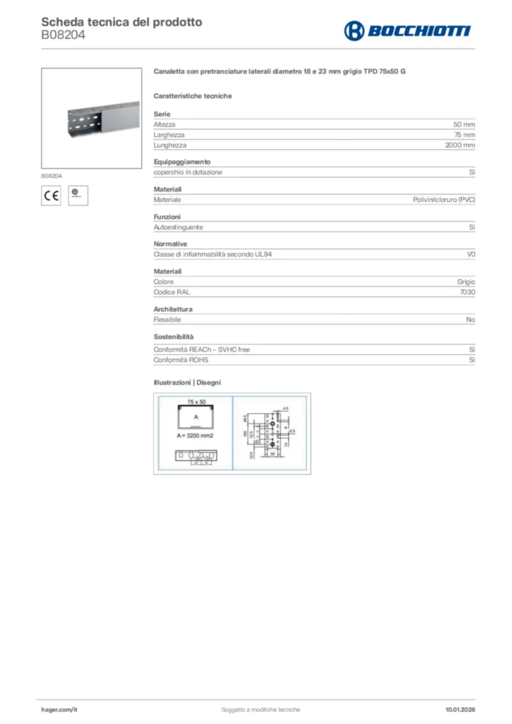 Immagine Bocchiotti Scheda tecnica del prodotto B08204 | Hager Italia