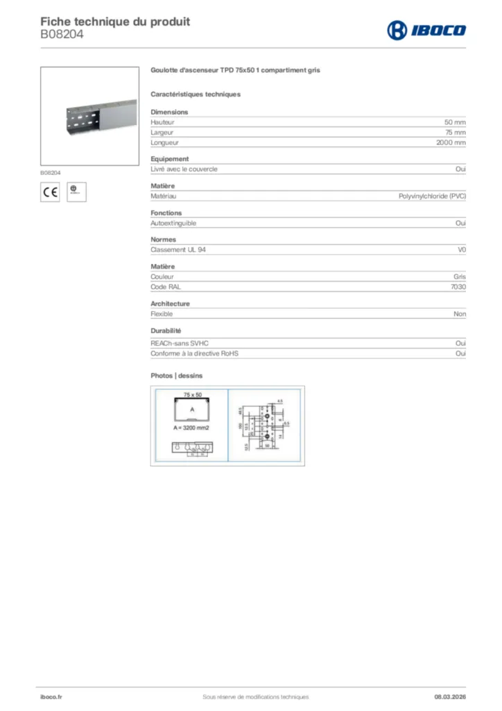 Image Iboco Fiche technique du produit B08204 | Hager France