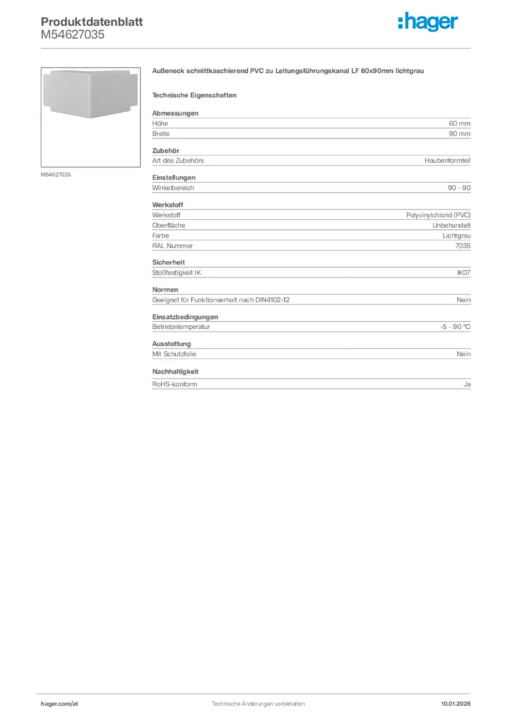 Bild Hager Produktdatenblatt M54627035 | Hager Deutschland