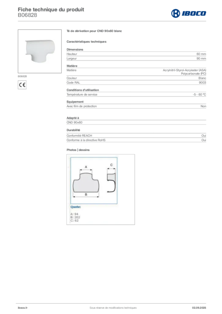 Image Iboco Fiche technique du produit B06828 | Hager France