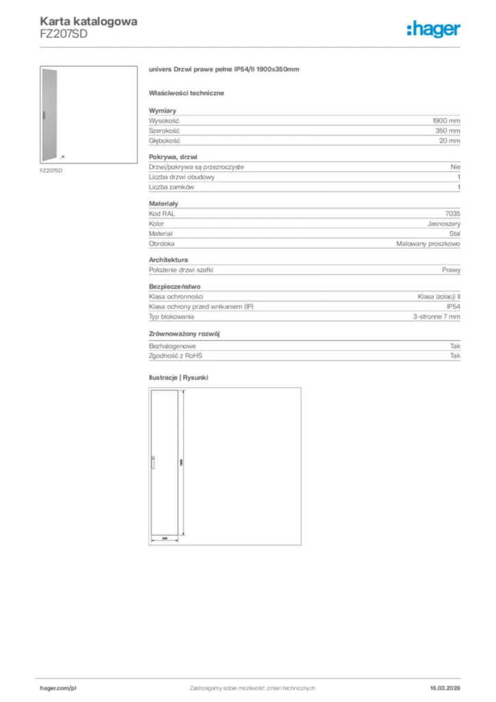 Zdjęcie Hager Karta katalogowa FZ207SD | Hager Polska