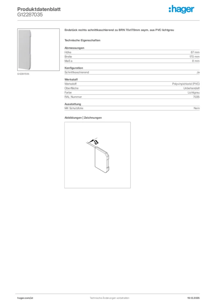 Bild Hager Produktdatenblatt G12287035 | Hager Deutschland