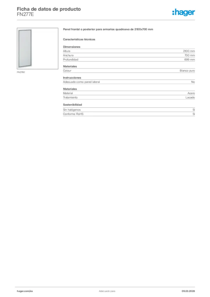 Imagen Hager Ficha de datos de producto FN277E | Hager España