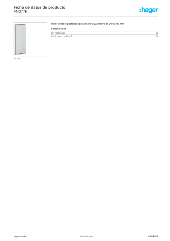 Imagen Hager Ficha de datos de producto FN277E | Hager España