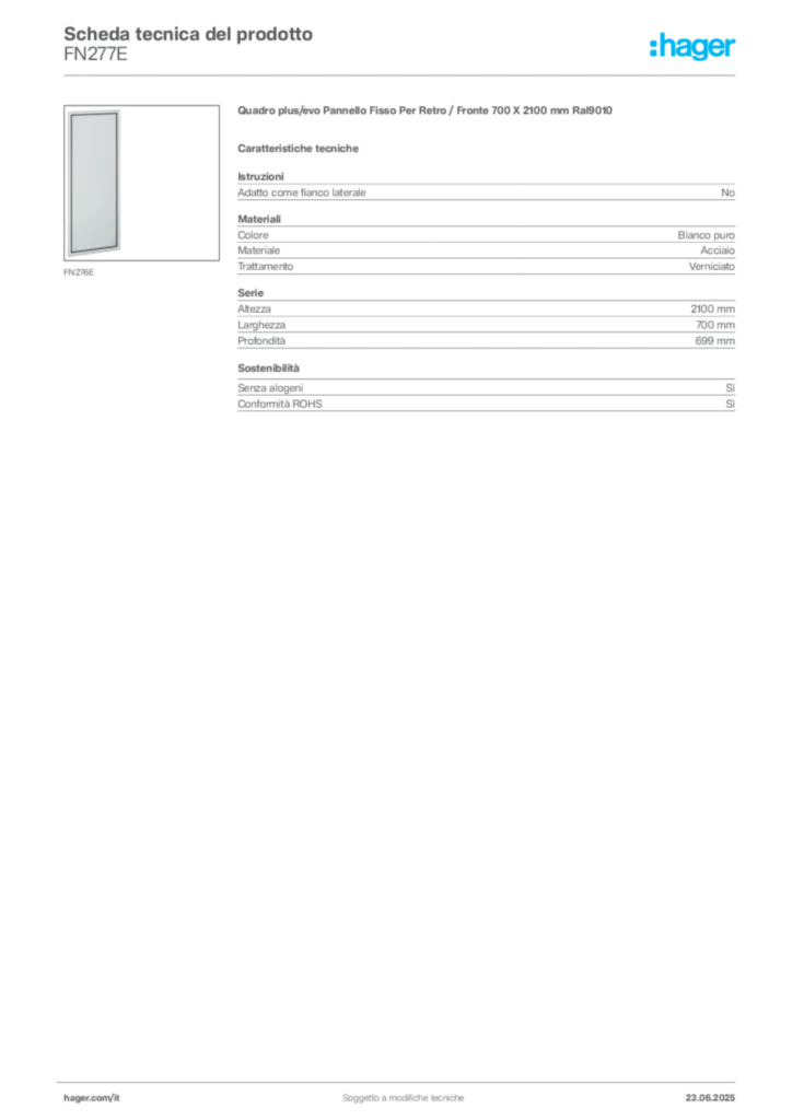 Immagine Hager Scheda tecnica del prodotto FN277E | Hager Italia