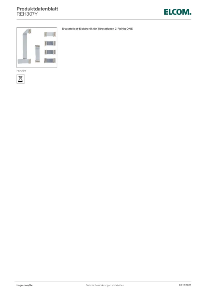 Bild Elcom Produktdatenblatt REH307Y | Hager Deutschland