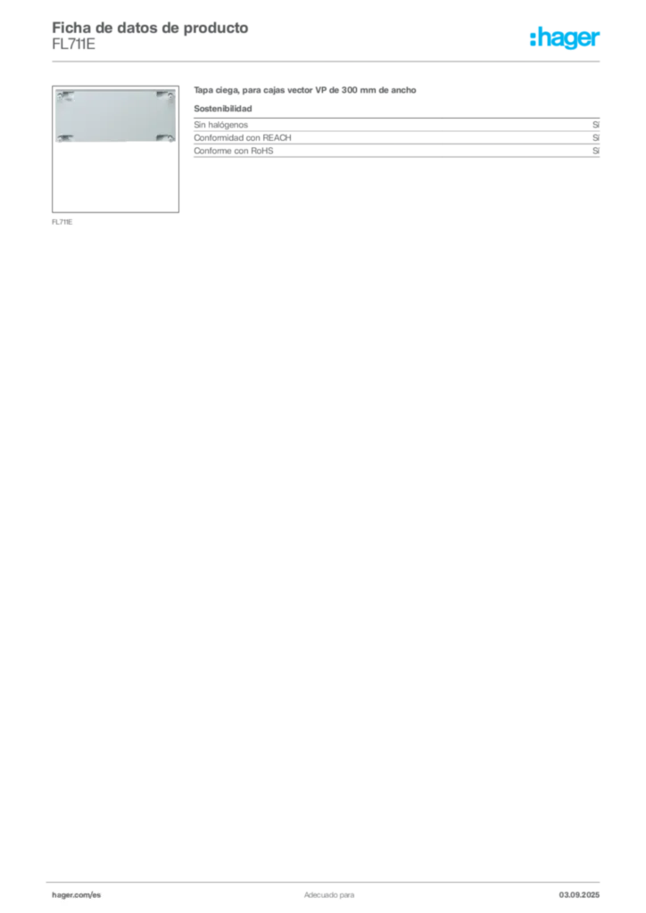 Imagen Hager Ficha de datos de producto FL711E | Hager España