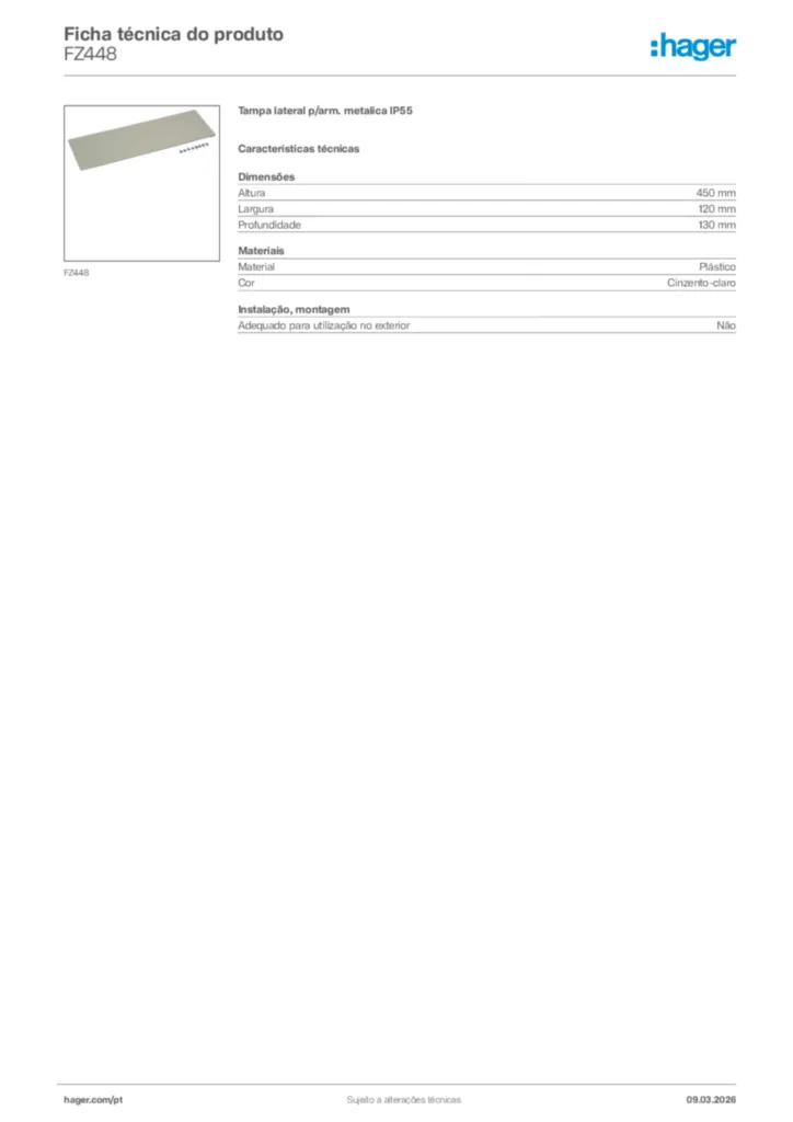 Imagem Hager Ficha técnica do produto FZ448 | Hager Portugal