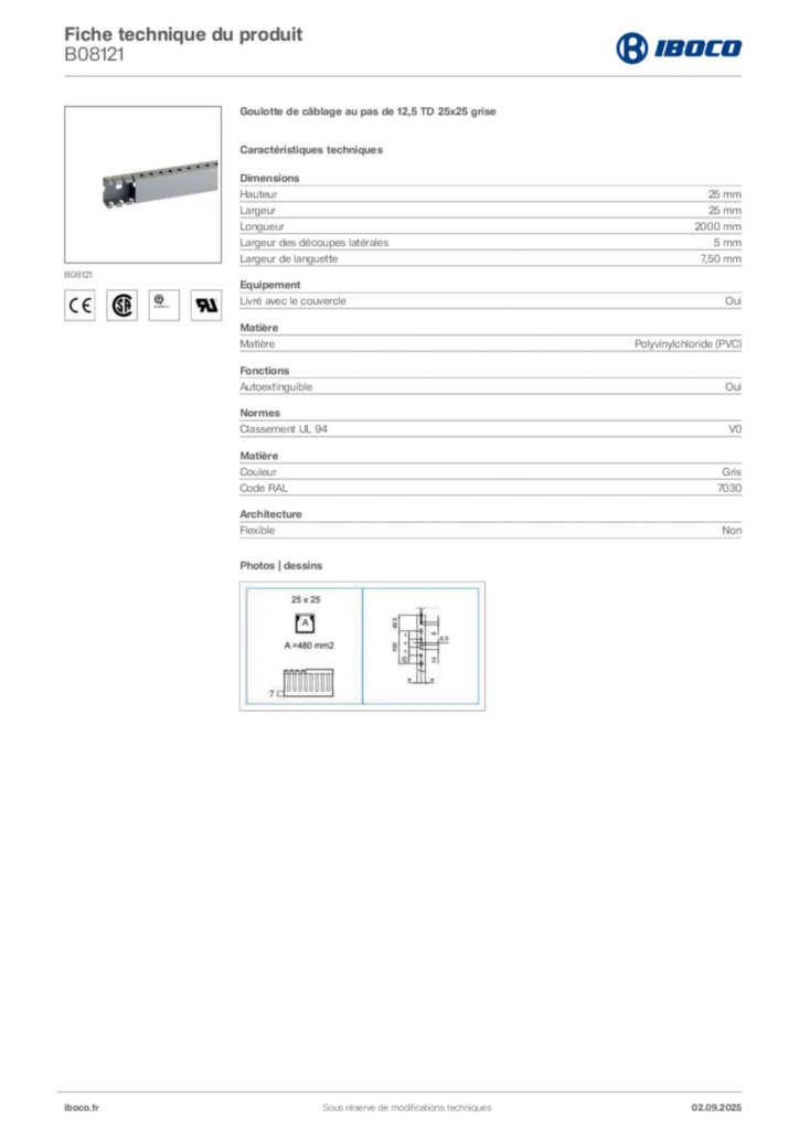 Image Iboco Fiche technique du produit B08121 | Hager France