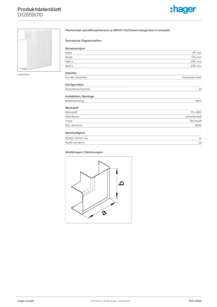 Bild Hager Produktdatenblatt G12659010 | Hager Deutschland