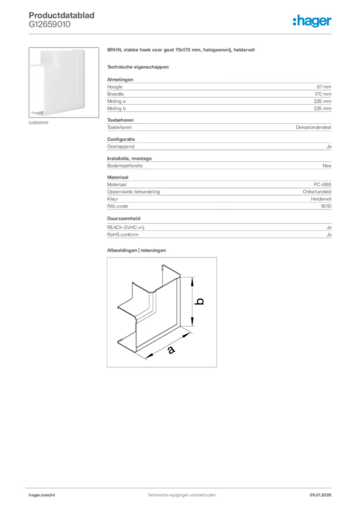 Afbeelding Hager Productdatablad G12659010 | Hager Nederland