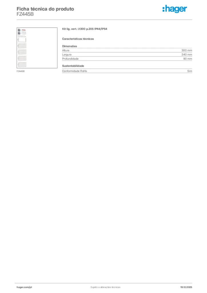 Imagem Hager Ficha técnica do produto FZ445B | Hager Portugal