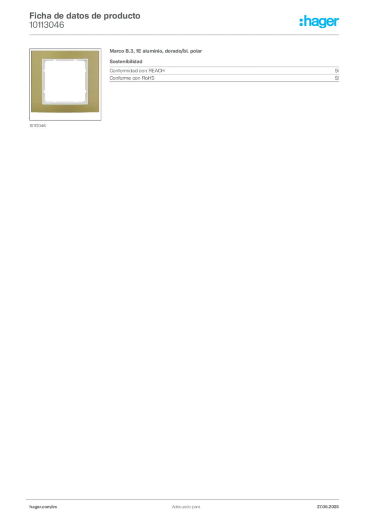 Imagen Hager Ficha de datos de producto 10113046 | Hager España