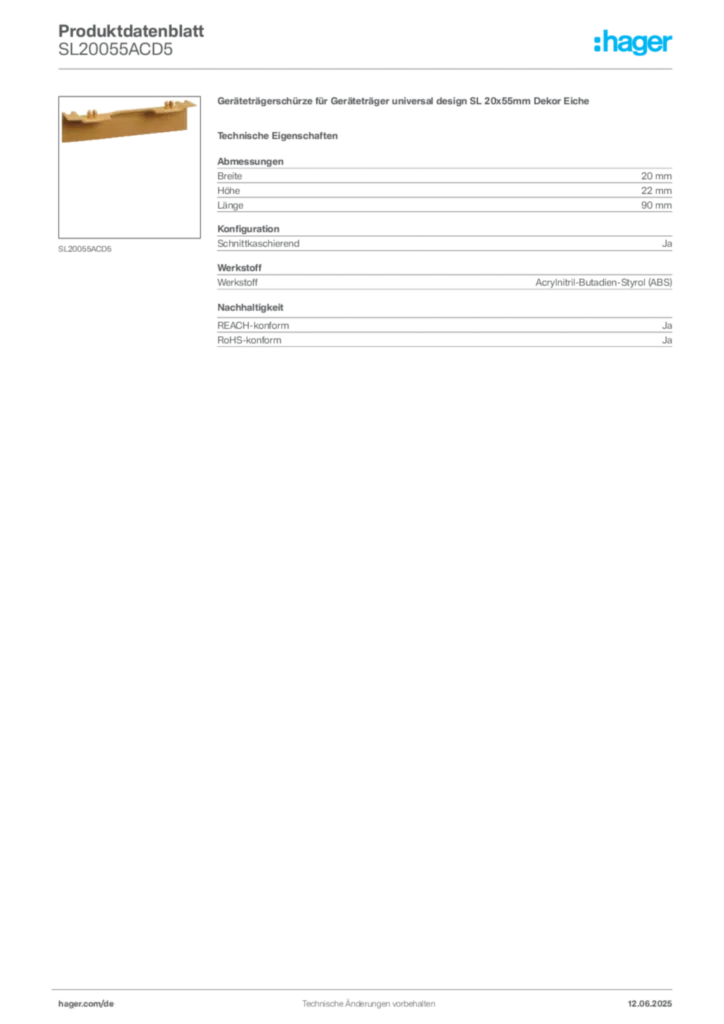 Hager Produktdatenblatt SL20055ACD5