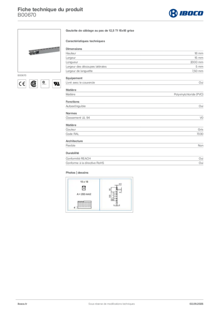 Image Iboco Fiche technique du produit B00670 | Hager France