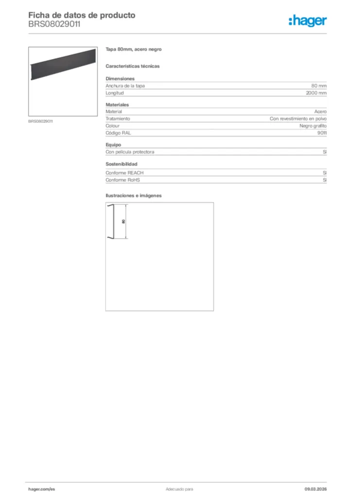 Imagen Hager Ficha de datos de producto BRS08029011 | Hager España