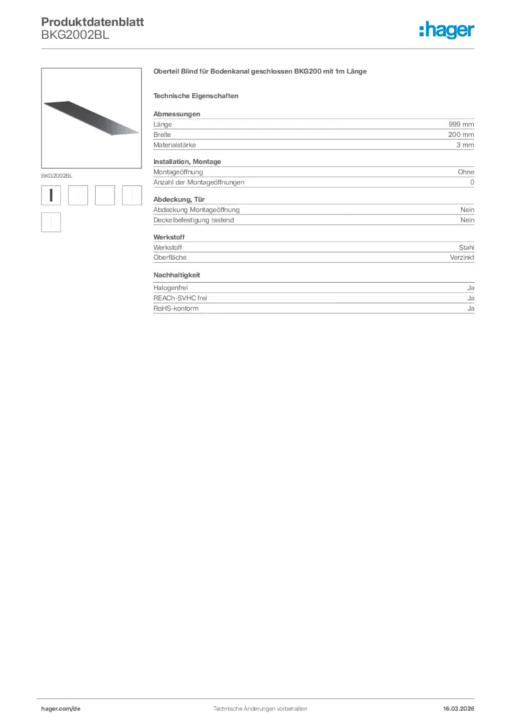 Bild Hager Produktdatenblatt BKG2002BL | Hager Deutschland