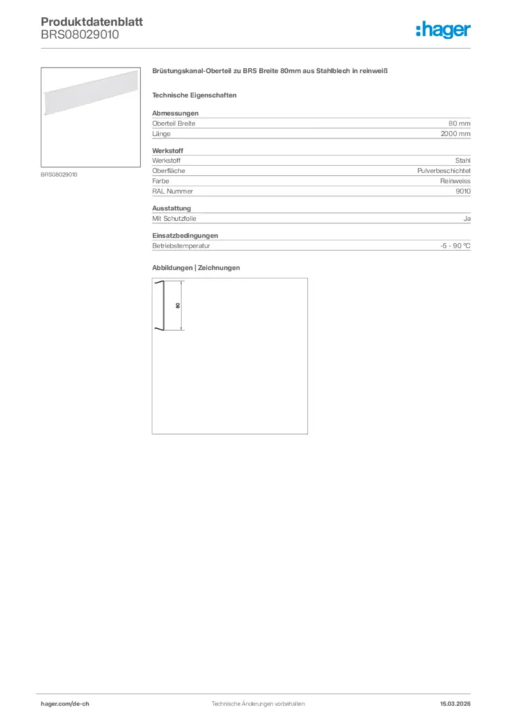 Bild Hager Produktdatenblatt BRS08029010 | Hager Schweiz