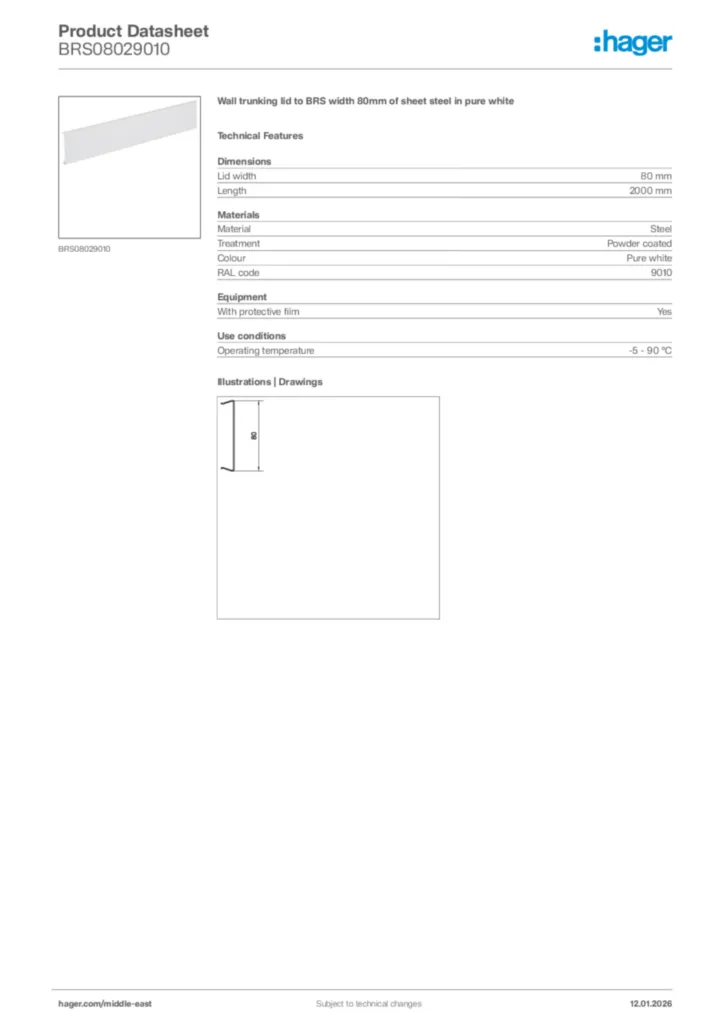 Image Hager Product data sheet BRS08029010  | Hager