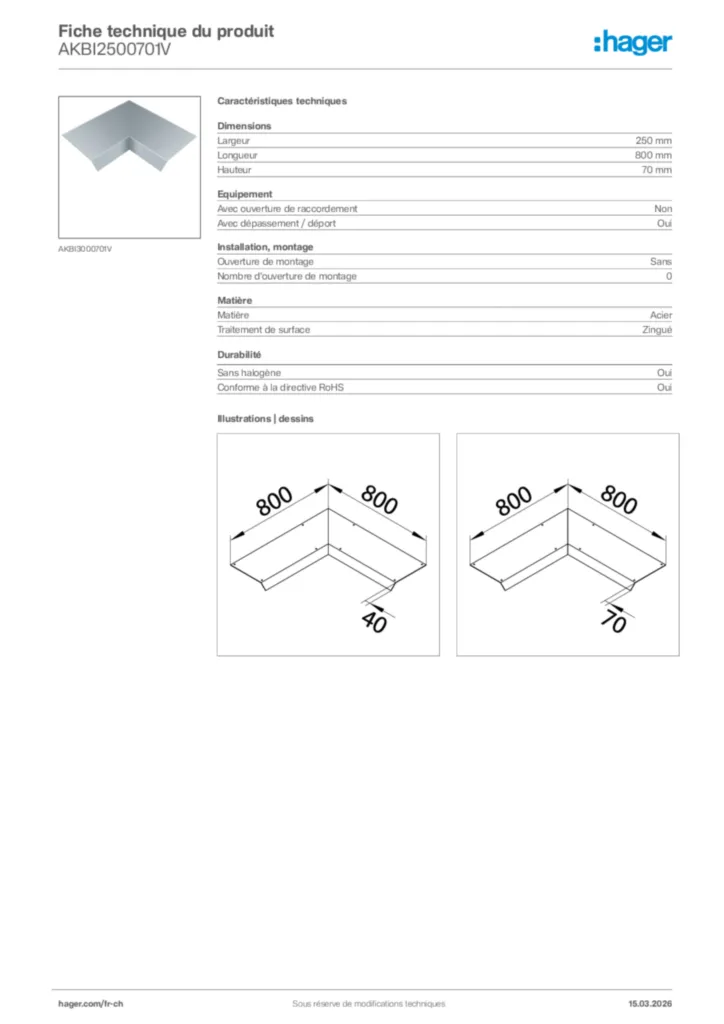 Image Hager Fiche technique du produit AKBI2500701V | Hager Suisse