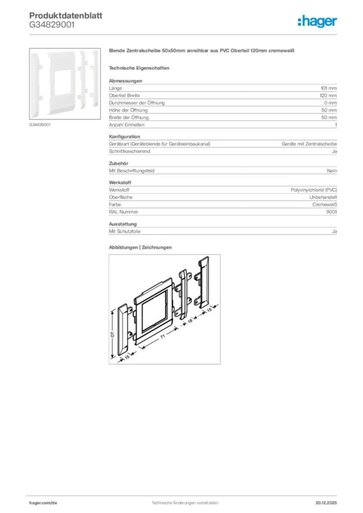Bild Hager Produktdatenblatt G34829001 | Hager Deutschland