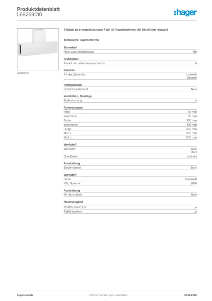 Bild Hager Produktdatenblatt L68269010 | Hager Deutschland