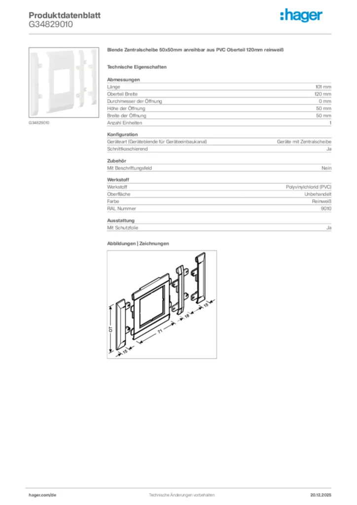 Bild Hager Produktdatenblatt G34829010 | Hager Deutschland