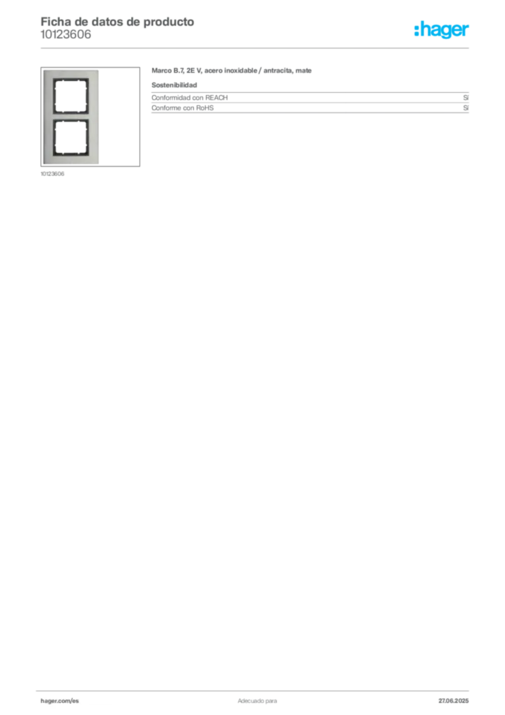 Imagen Hager Ficha de datos de producto 10123606 | Hager España