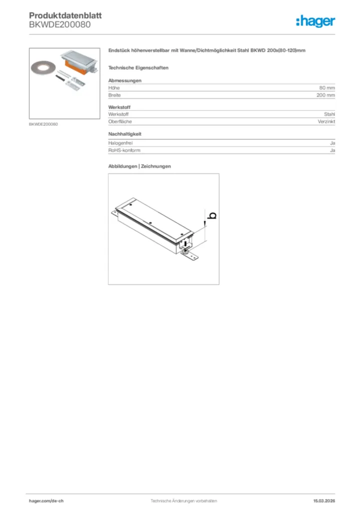 Bild Hager Produktdatenblatt BKWDE200080 | Hager Schweiz