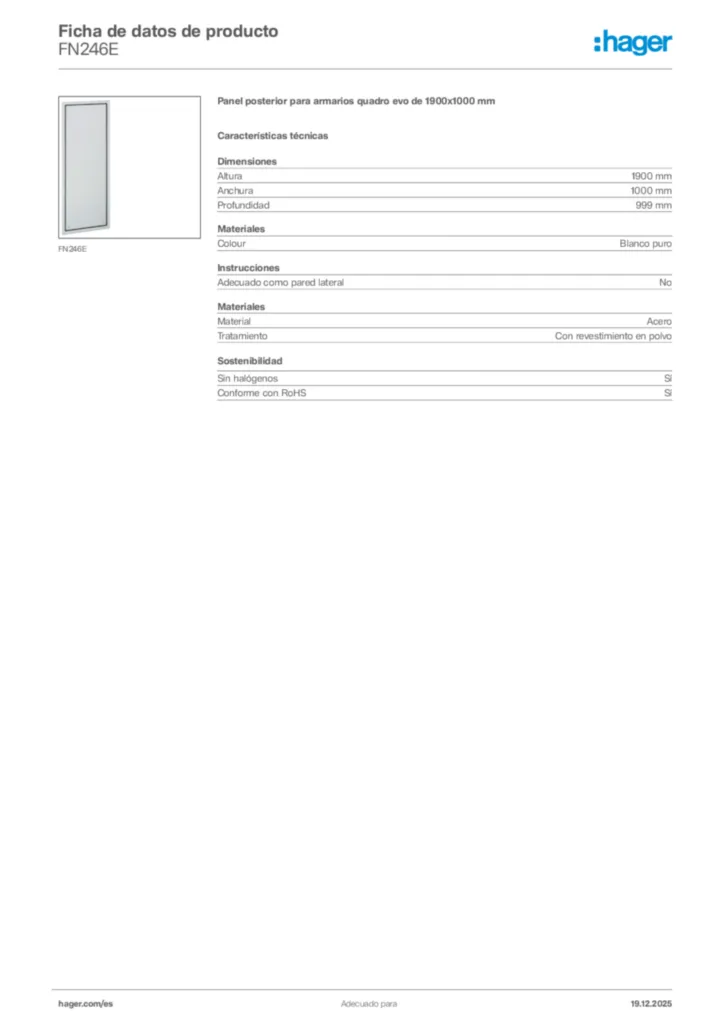 Imagen Hager Ficha de datos de producto FN246E | Hager España