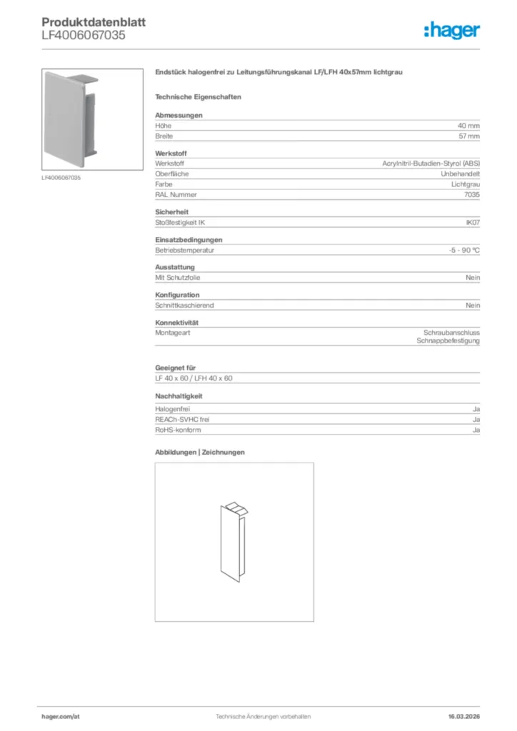 Bild Hager Produktdatenblatt LF4006067035 | Hager Deutschland