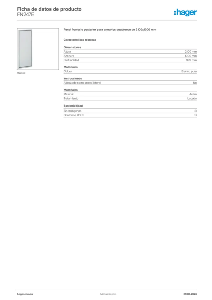 Imagen Hager Ficha de datos de producto FN247E | Hager España