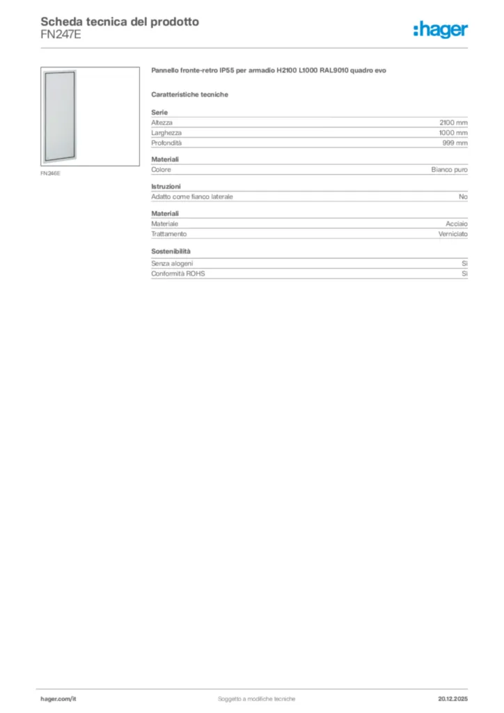 Immagine Hager Scheda tecnica del prodotto FN247E | Hager Italia
