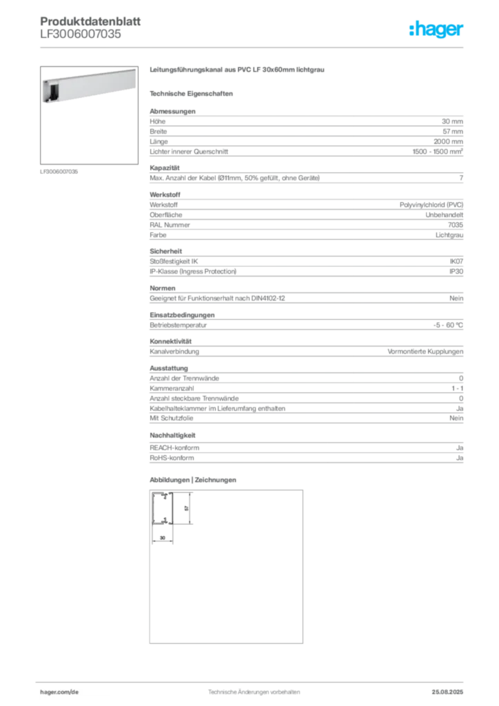 Bild Hager Produktdatenblatt LF3006007035 | Hager Deutschland