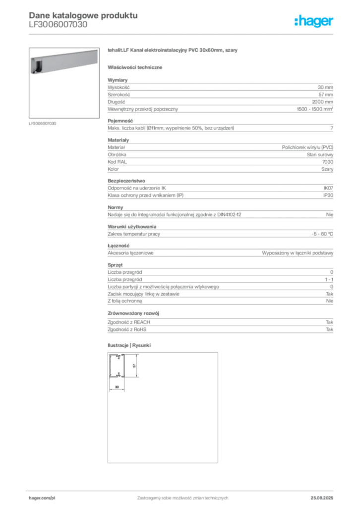 Zdjęcie Hager Karta katalogowa LF3006007030 | Hager Polska