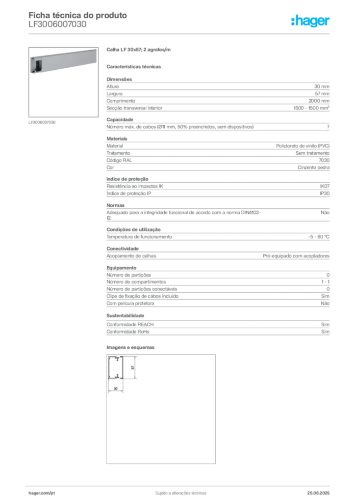 Imagem Hager Ficha técnica do produto LF3006007030 | Hager Portugal