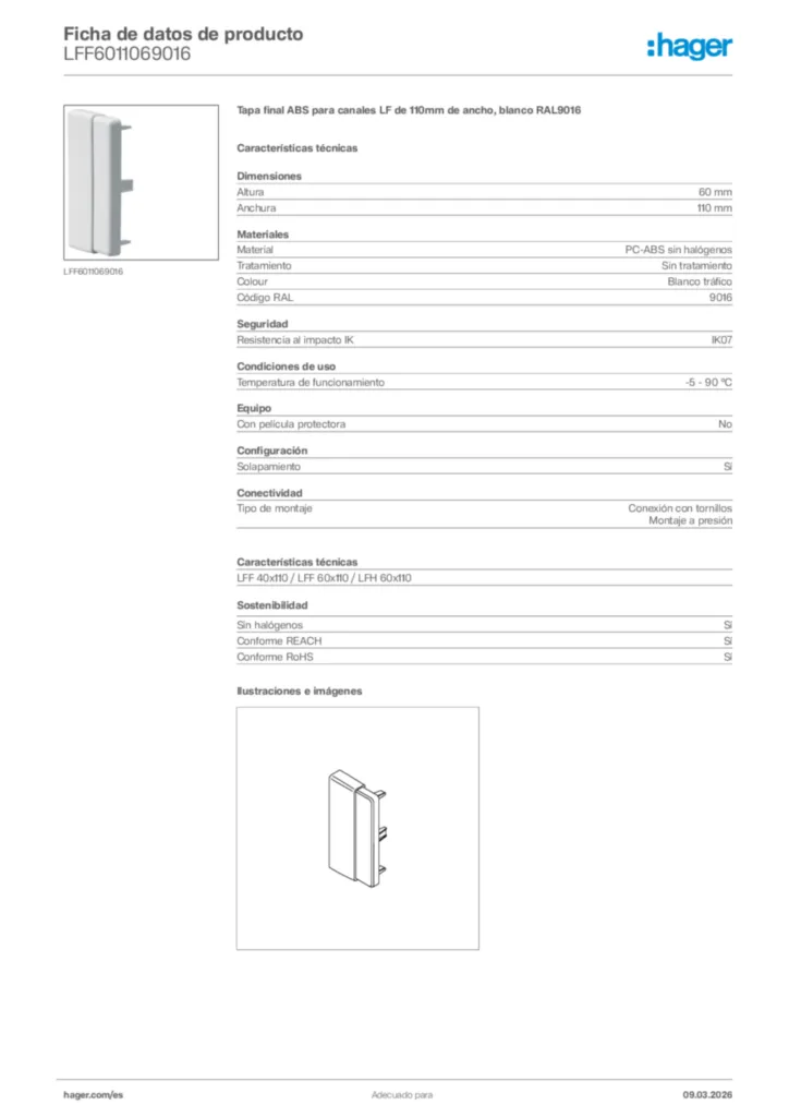 Imagen Hager Ficha de datos de producto LFF6011069016 | Hager España