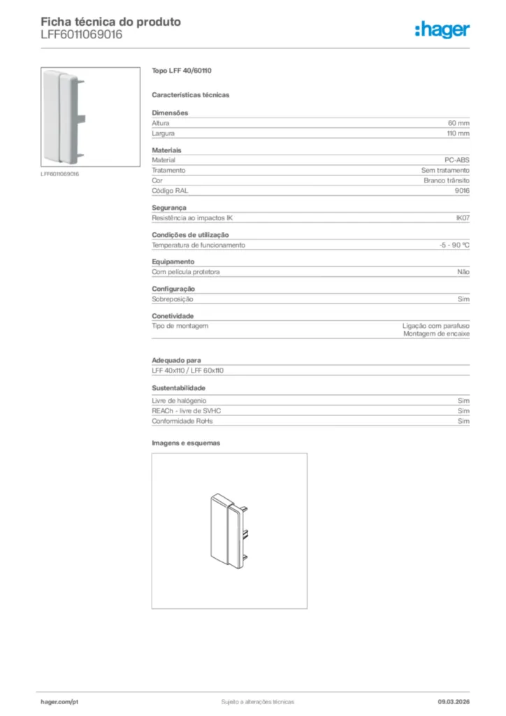 Imagem Hager Ficha técnica do produto LFF6011069016 | Hager Portugal