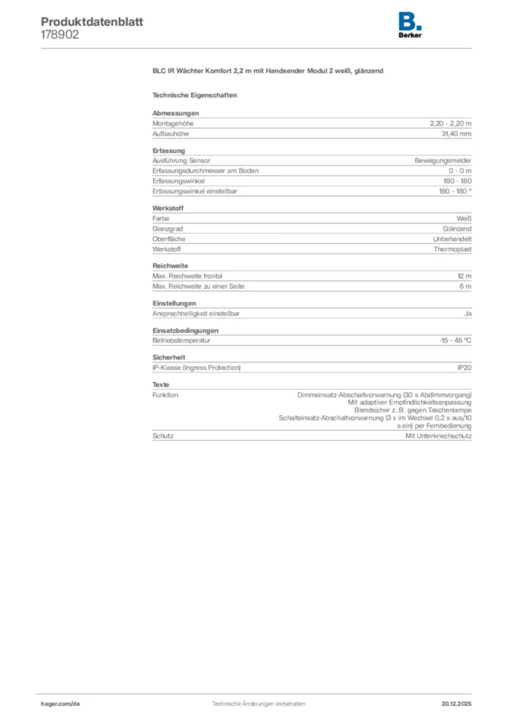 Bild Berker Produktdatenblatt 178902 | Hager Deutschland