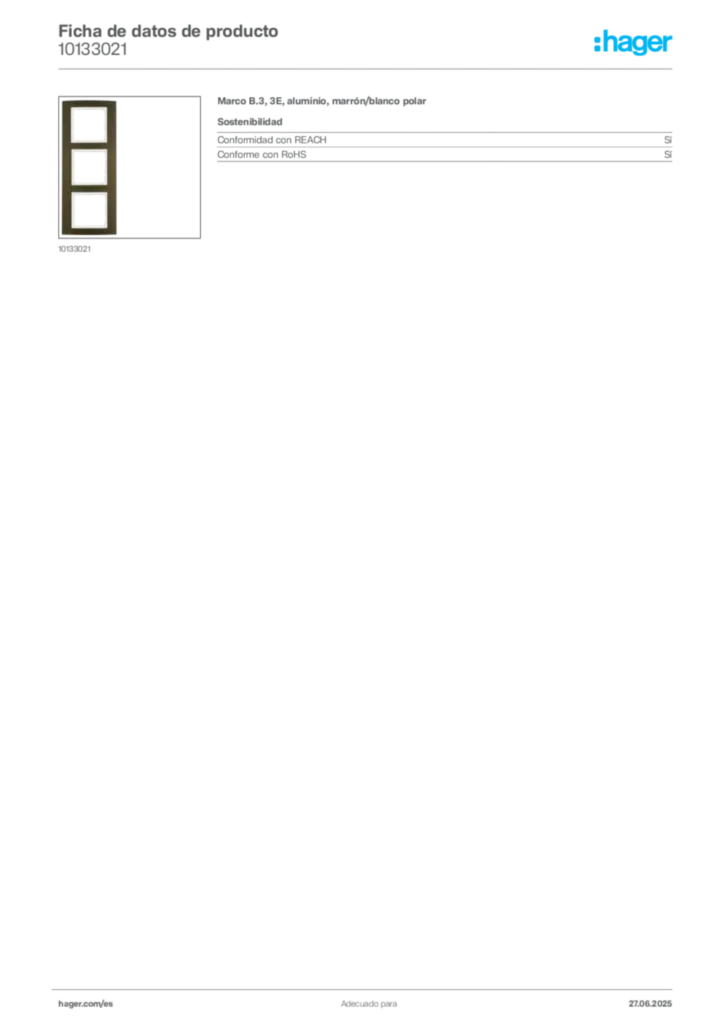 Imagen Hager Ficha de datos de producto 10133021 | Hager España