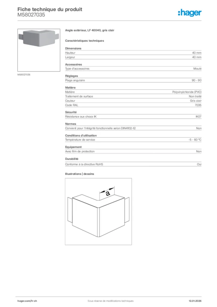 Image Hager Fiche technique du produit M58027035 | Hager Suisse