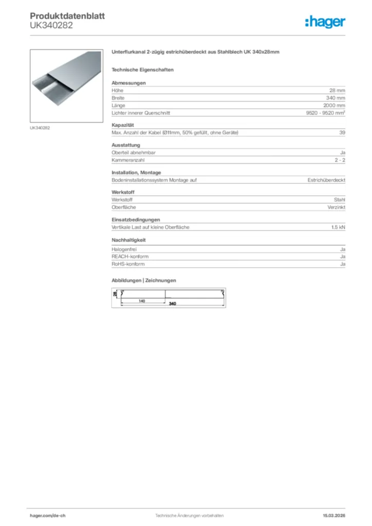 Bild Hager Produktdatenblatt UK340282 | Hager Schweiz