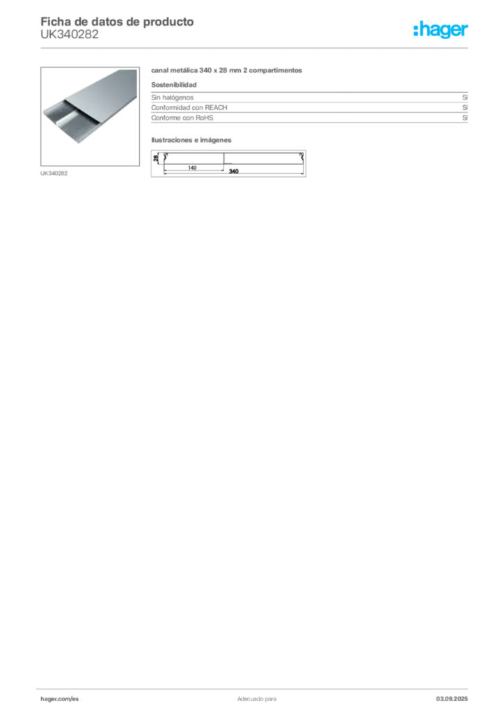 Imagen Hager Ficha de datos de producto UK340282 | Hager España