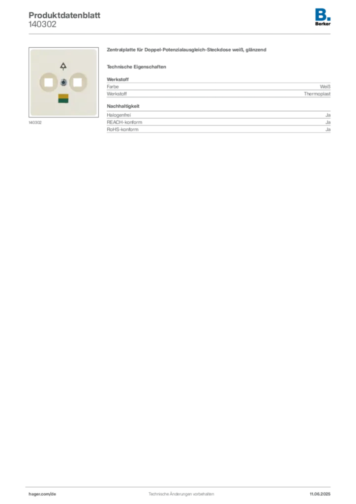 Bild Berker Produktdatenblatt 140302 | Hager Deutschland