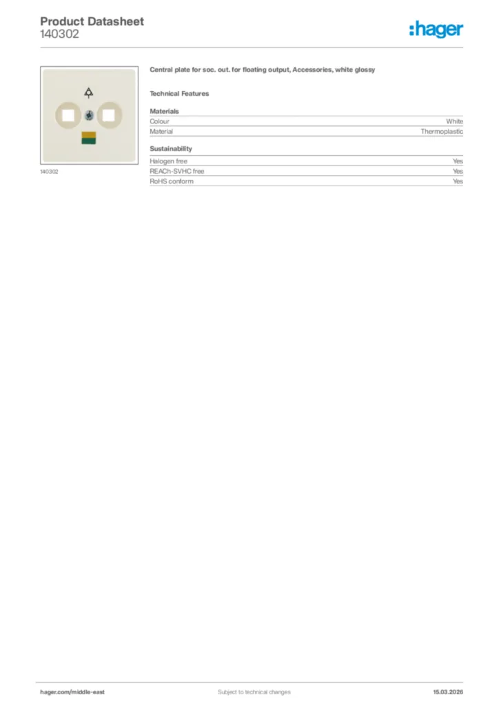 Image Hager Product data sheet 140302  | Hager
