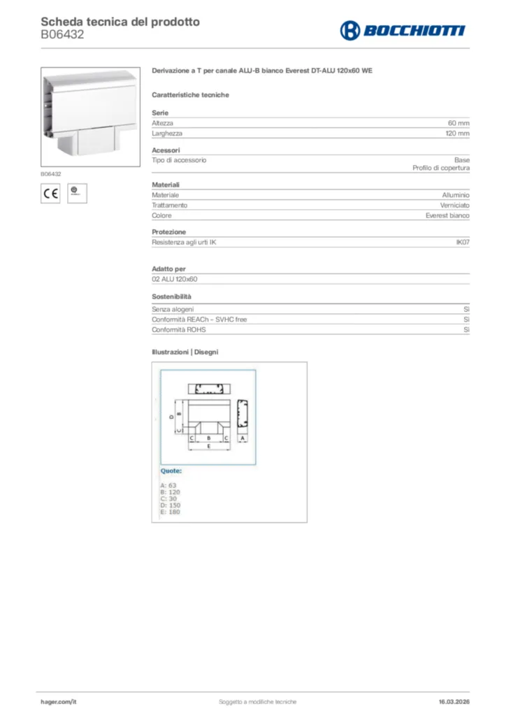 Immagine Bocchiotti Scheda tecnica del prodotto B06432 | Hager Italia
