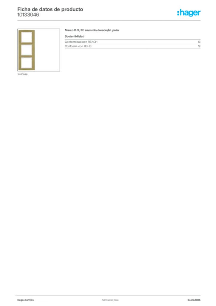Imagen Hager Ficha de datos de producto 10133046 | Hager España