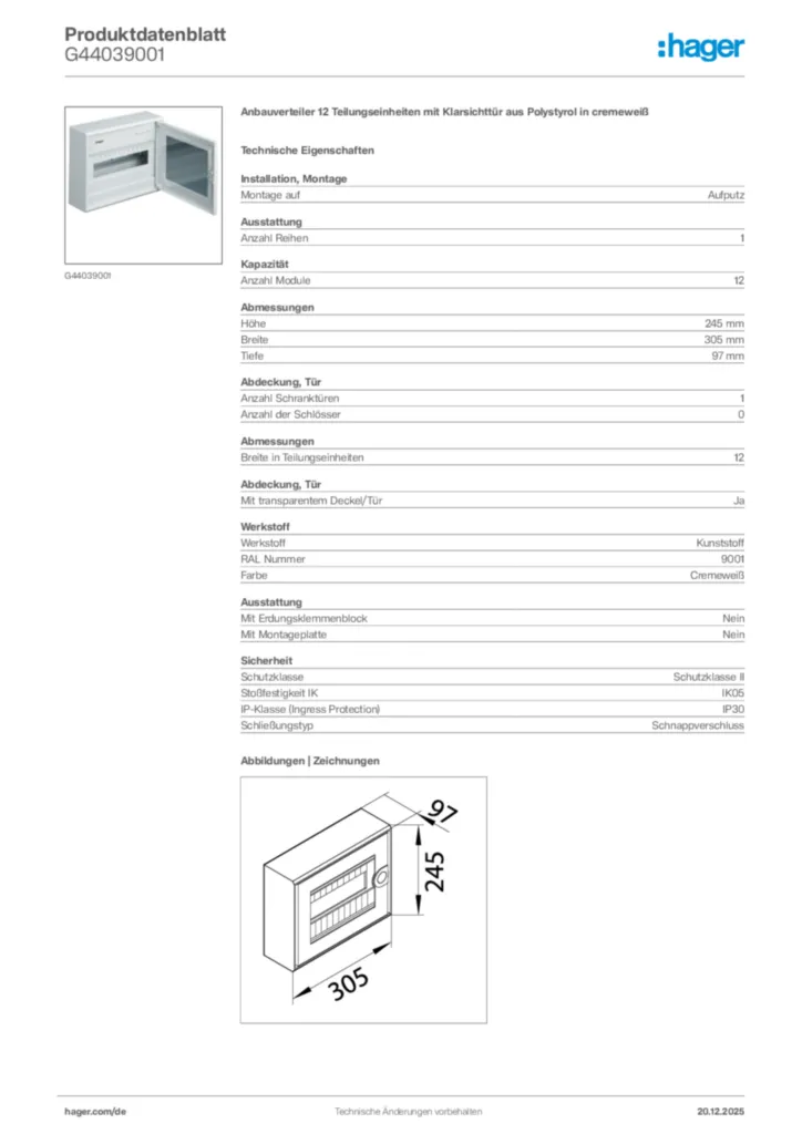 Bild Hager Produktdatenblatt G44039001 | Hager Deutschland