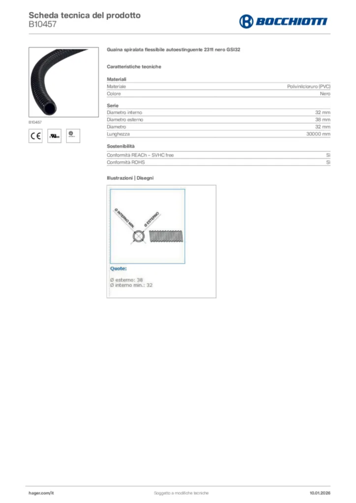 Immagine Bocchiotti Scheda tecnica del prodotto B10457 | Hager Italia