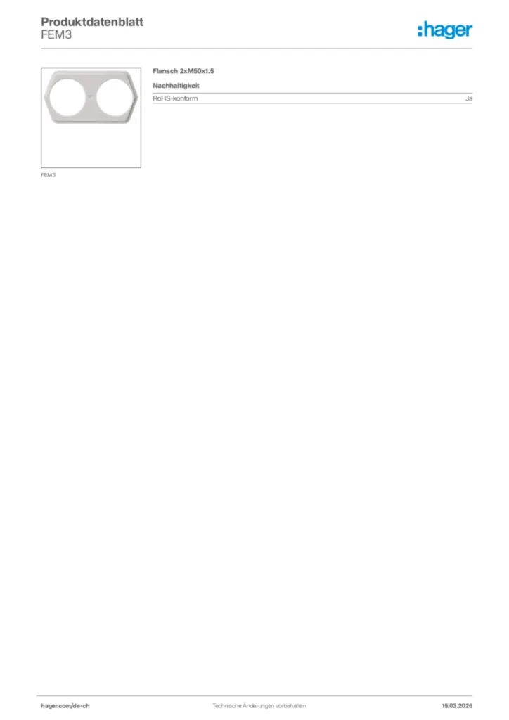 Bild Hager Produktdatenblatt FEM3 | Hager Schweiz